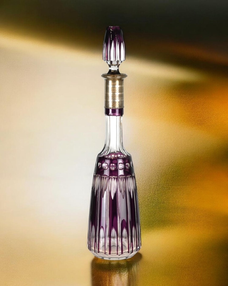 Bohemian Crystal Bottle - Italy, 1930s 